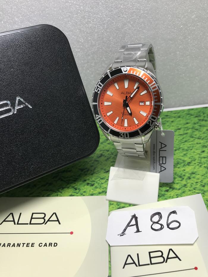 Jam tangan pria Alba Samurai orange Original