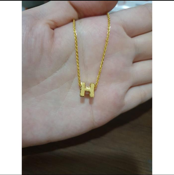 Set kalung inisial huruf H kadar 700 emas asli