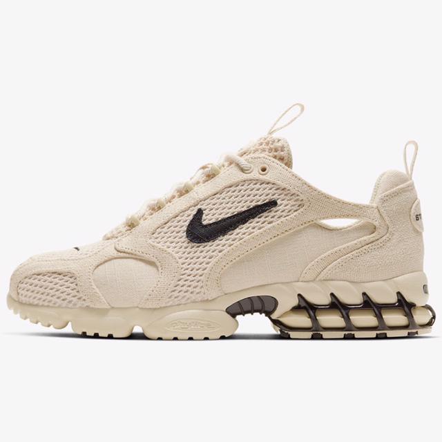 STUSSY X NIKE ZOOM SPIRIDON CAGED FOSIL/BLACK - FOSIL