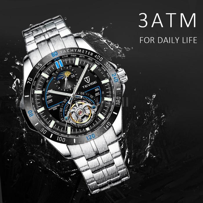 TEVISE Jam Tangan Mekanik Otomatis Dial Besar Anti Air