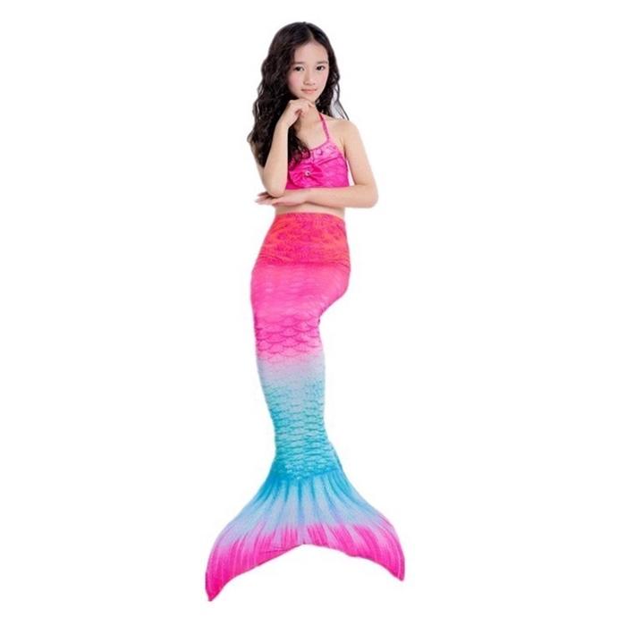 Set Bikini Model Ekor Mermaid Warna-warni Untuk Anak/dewasa