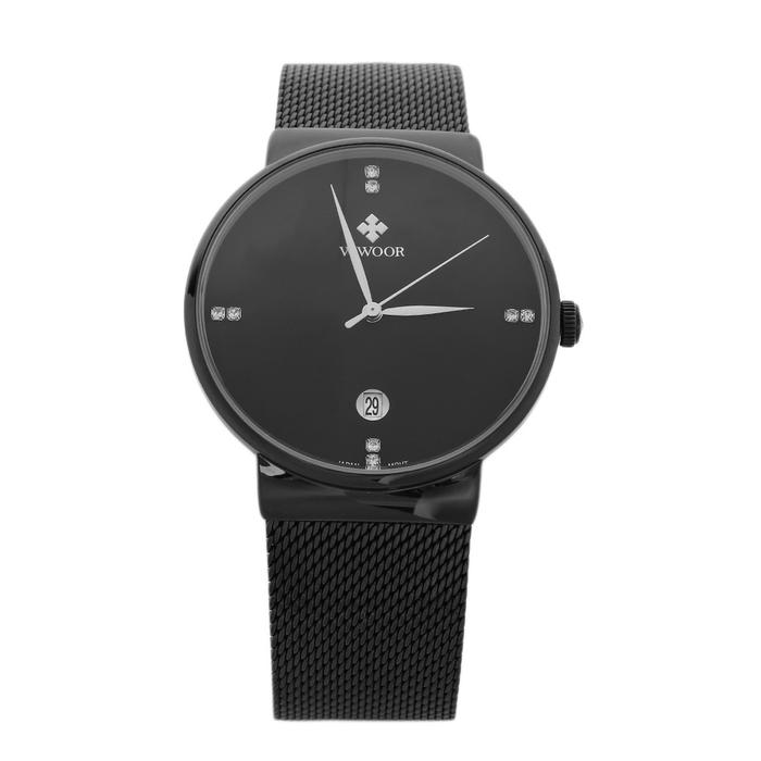 WWOR Jam Tangan Mewah Ultra Tipis Display Tanggal untuk Pria 8018