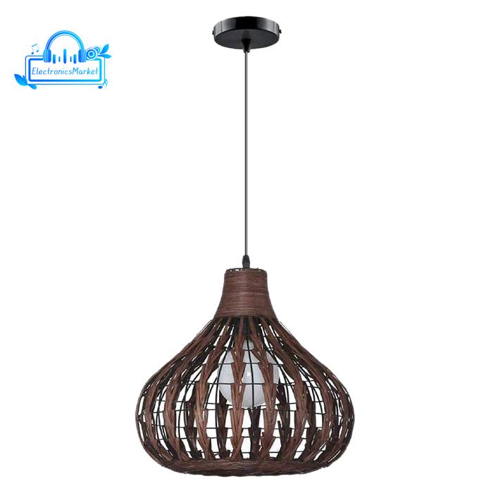 Lampu Gantung Desain Anyaman Rotan Bambu Alami Diy Tanpa Bohlam