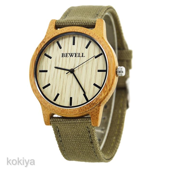 Bewell Jam Tangan Unisex Bahan Kayu Strap Kanvas Ultra Tipis Ringan