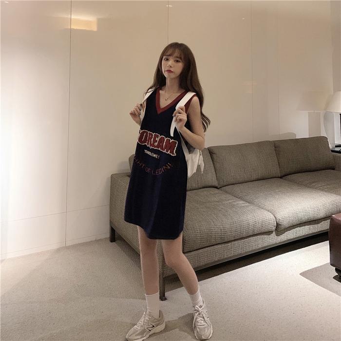Wanita Setelan Kaos T-shirt Basket Casual Model Longgar Gaya Korea