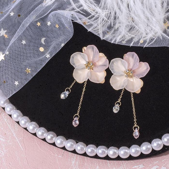 Anting Gantung Rumbai Akrilik Frosted Bentuk Kelopak Bunga untuk