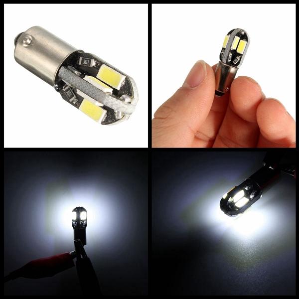 2 lembar 12V BA9S 2W 100lm 6000K T4W Putih 6 SMD LED