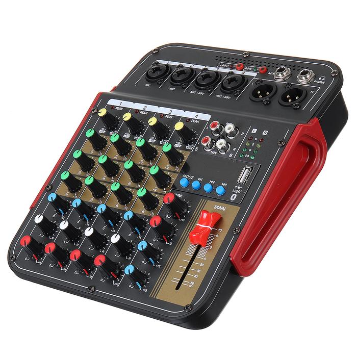 4 Channel bluetooth Audio Mixer contrl DJ Mic dengan LED