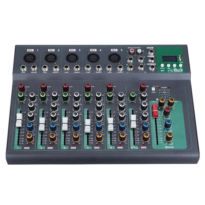 7 Saluran bluetooth Audio Mixer Kontrol DJ Mic dengan LED