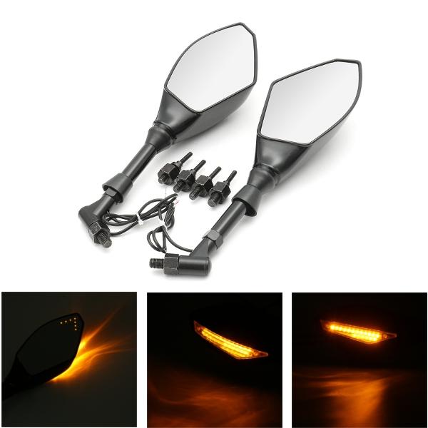 Universal 8mm 10mm Motorcycle Rear View Mirror Dengan LED