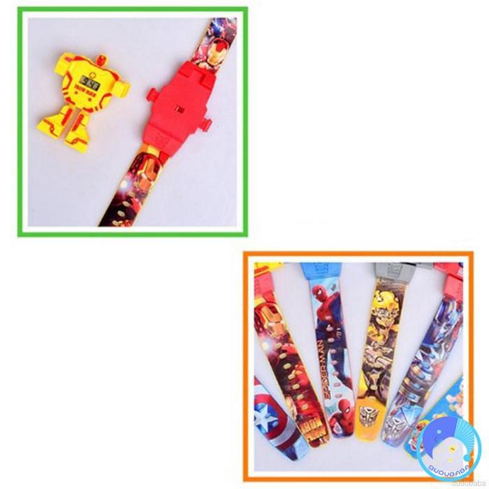 Jam Tangan Quartz Analog Dial Bulat Gambar Kartun Robot Transformer