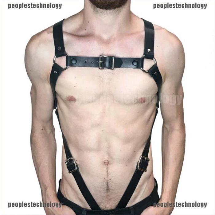 Sabuk Suspender Harness Bahan Kulit Warna Hitam Untuk Pria