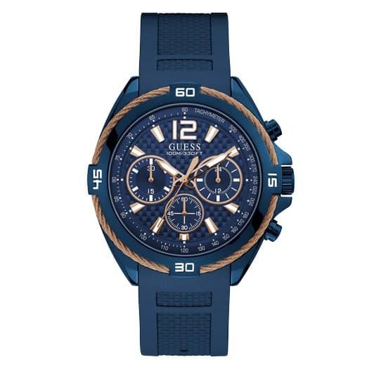 Jam Tangan Pria Guess GW W1168G4 Rosegold Biru Original