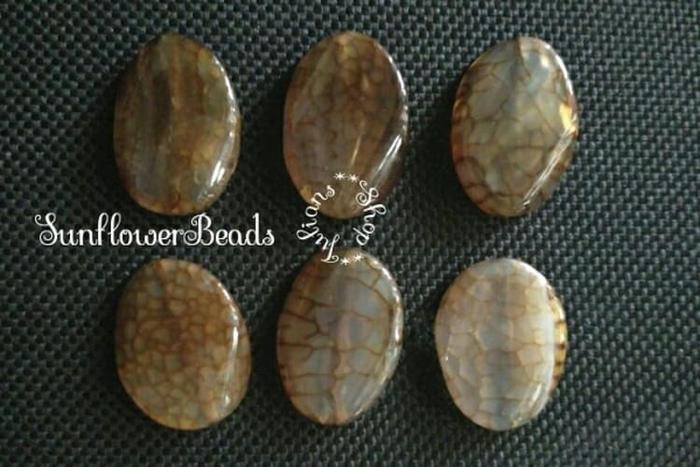 Dijual Manik Batu Oval Gepeng Besar Brown Dragon Vein Agate