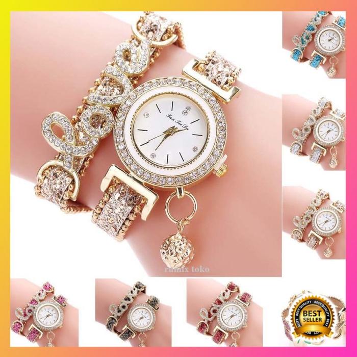 Jam Tangan Aksesoris Cinta Cewe Wanita Gadis Stainless Merah Muda Taha