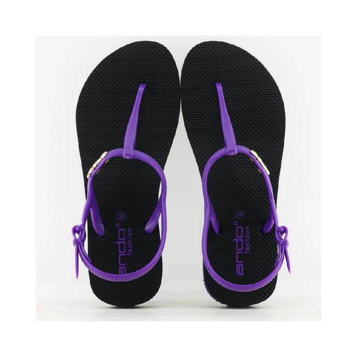 HAII Ando Strappy Hitam Ungu - Sandal Strapp Wanita