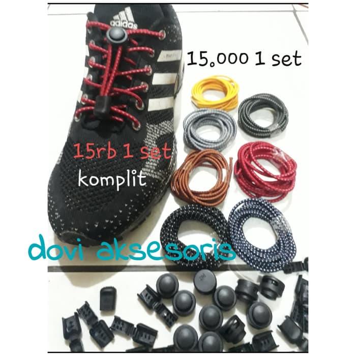 New Tali Sepatu Karet Lock Laces Elastis Warna Strip Dan Logo Lafuma
