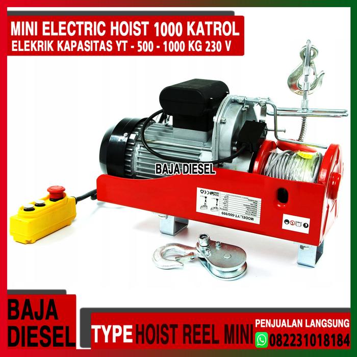 Mini Elektrik hoist 1000 Katrol Elektrik Kapasitas YT 500-1000kg 230 v