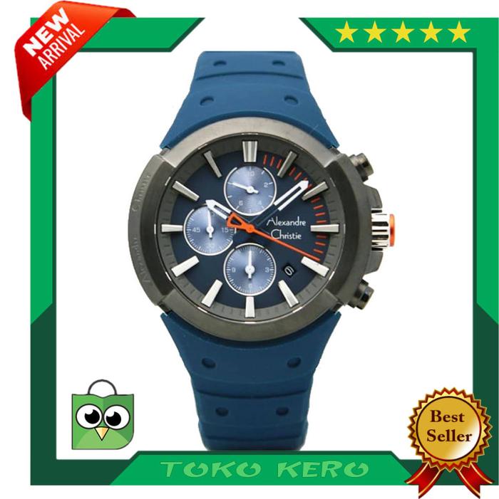 JAM TANGAN ALEXANDRE CHRISTIE AC 6566 BLACK BLUE ORIGINAL