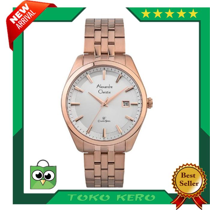 JAM TANGAN ALEXANDRE CHRISTIE AC 8635 ROSEGOLD WHITE MAN ORIGINAL
