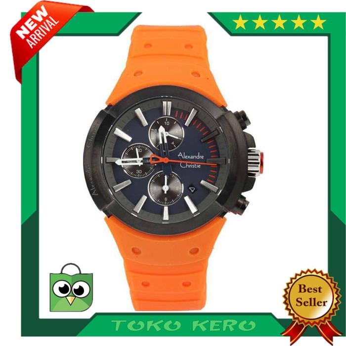 JAM TANGAN ALEXANDRE CHRISTIE AC 6566 BLACK ORANYE ORIGINAL