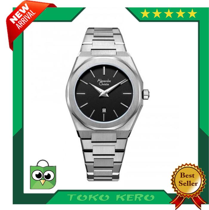 JAM TANGAN Alexandre Christie AC 8600 Silver Black Lady ORIGINAL
