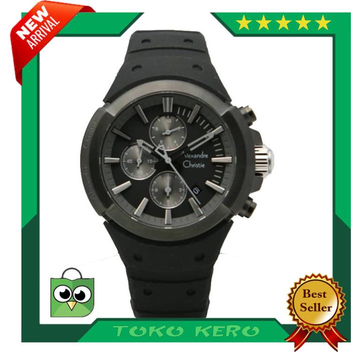 JAM TANGAN ALEXANDRE CHRISTIE AC 6566 BLACK GREY ORIGINAL