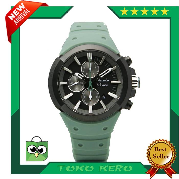 JAM TANGAN ALEXANDRE CHRISTIE AC 6566 BLACK GREEN ORIGINAL