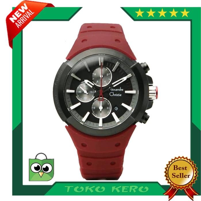 JAM TANGAN ALEXANDRE CHRISTIE AC 6566 BLACK RED ORIGINAL
