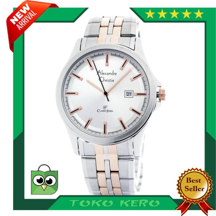 JAM TANGAN Alexandre Christie AC 8402 Silver Rosegold Man ORIGINAL