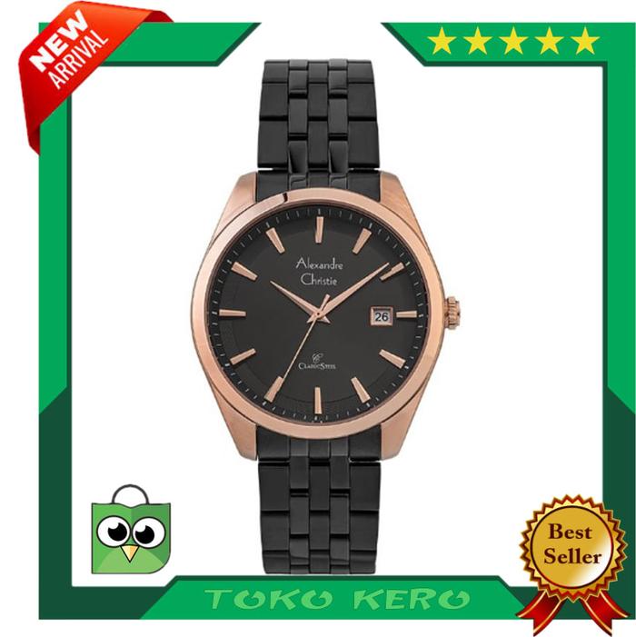 JAM TANGAN ALEXANDRE CHRISTIE AC 8635 ROSEGOLD BLACK MAN ORIGINAL