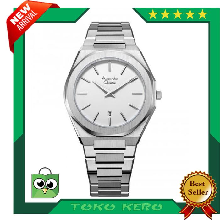 JAM TANGAN Alexandre Christie AC 8600 Silver White Man ORIGINAL