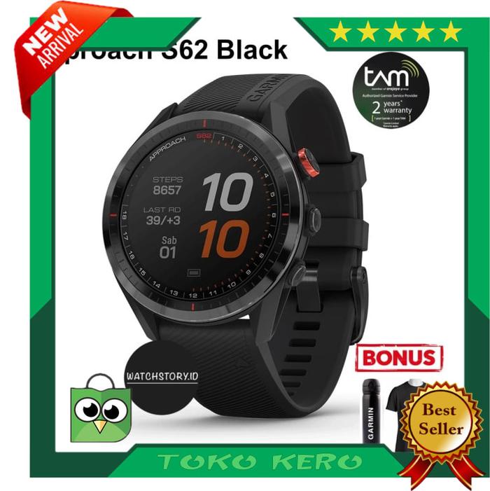 JAM TANGAN Garmin Approach S62 Golf GPS Black ORIGINAL