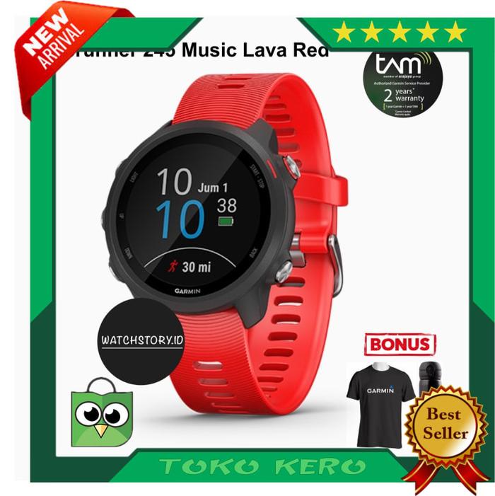 JAM TANGAN JAM TANGAN GARMIN FORERUNNER 245 MUSIC LAVA RED ORIGINAL