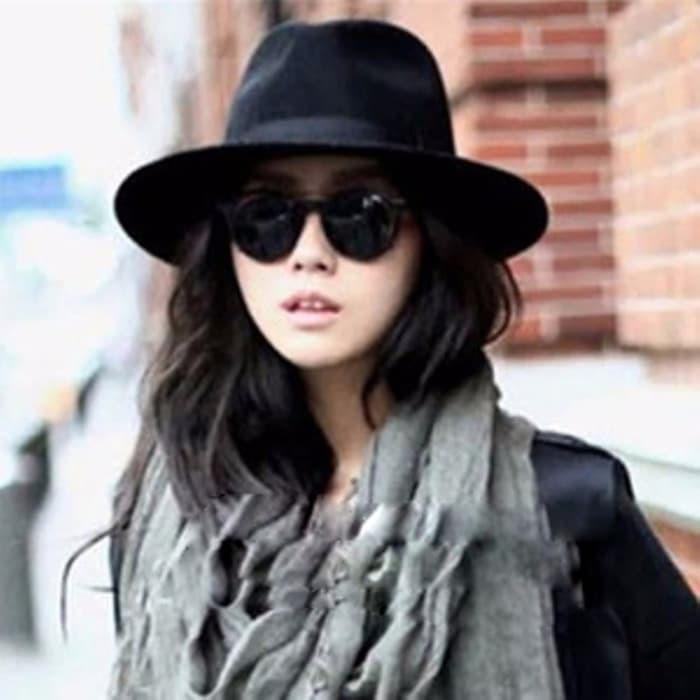Topi Fedora Koboy Pria Wanita Dewasa Lebar Besar Panama Wide Pantai