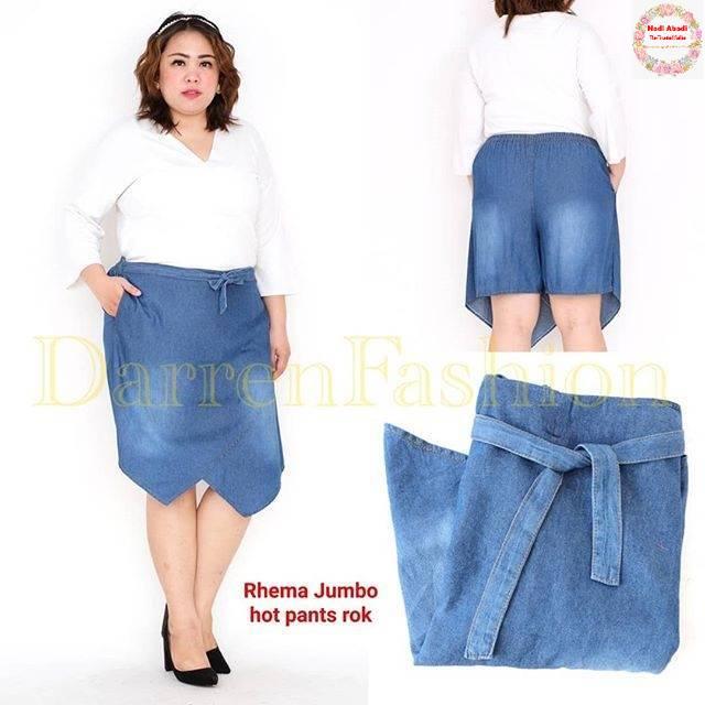 Rok Celana Jumbo Big Size Rhema Jeans Denim Pants