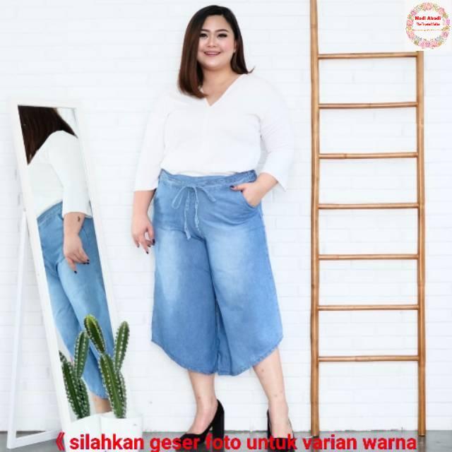 Celana Kulot 7/8 Jumbo Melisya / Kulot Jeans Pendek Jumbo
