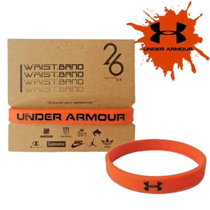 GELANG KARET WRISTBAND GELANG KARET ORI UNDER ARMOUR ORANGE-BLACK
