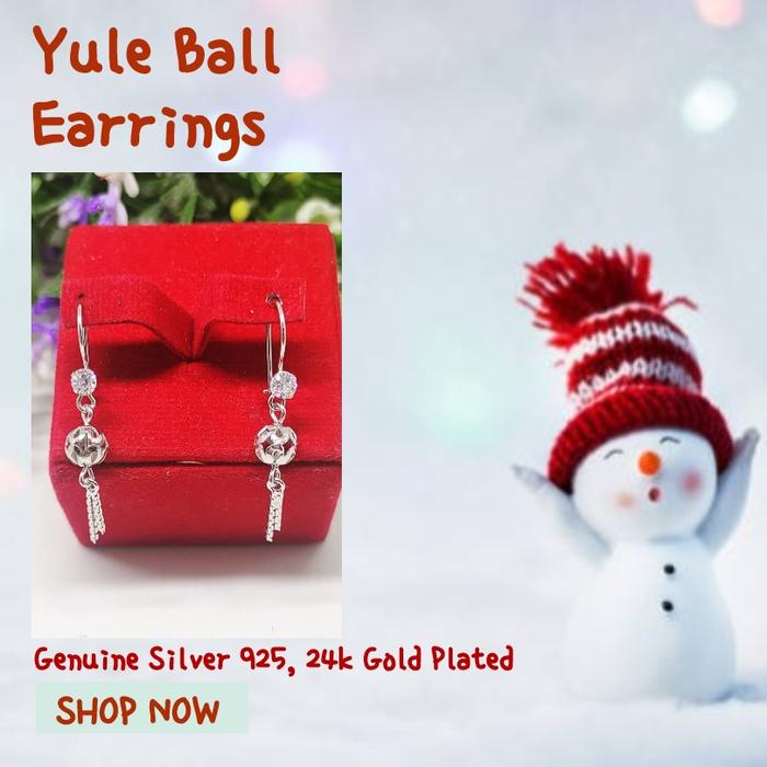 BCA245 ANTING HOOK YULE BALL PERAK SILVER 925 LAPIS EMAS