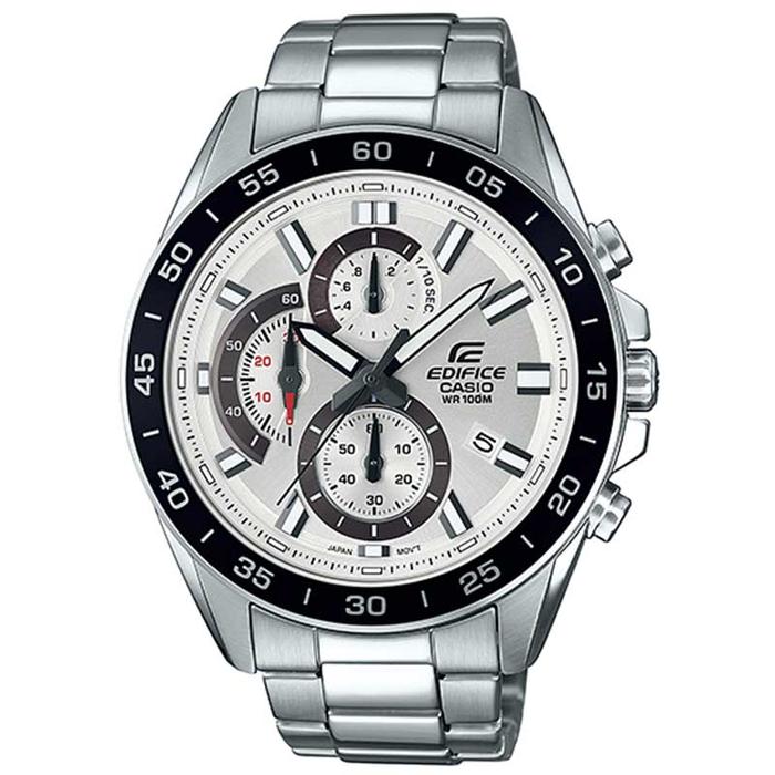 JAM TANGAN PRIA CASIO EDIFICE ORIGINAL STANDARD CHRONOGRAPH ANALOG PERAK STAINLESS EFV-550D-7A EDIFI