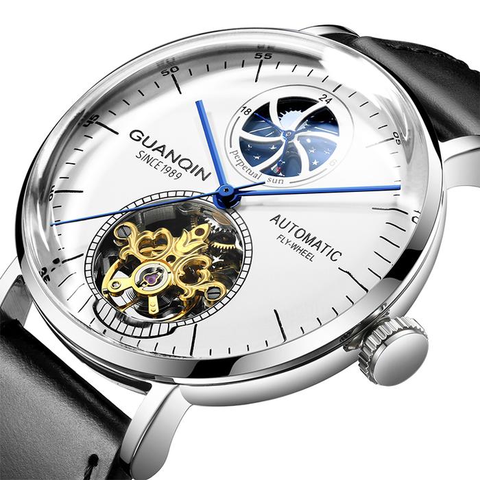 Yi GUANQIN GJ16118 Fase Bulan Automatic Teknik Tonton Kulit