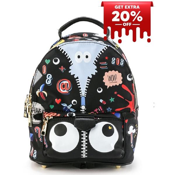Limited HUER Soiwe Eye Theme Printed 3 Ways Backpack 9454-149Black