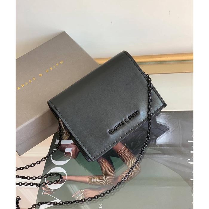 Unik CK839 CK Snap Button Mini Wallet on Chain Berkualitas