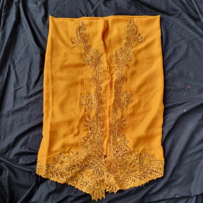 Kebaya Encim Bordir Payet Kain Meteor Kuning Kunyit Coklat Muda Orange