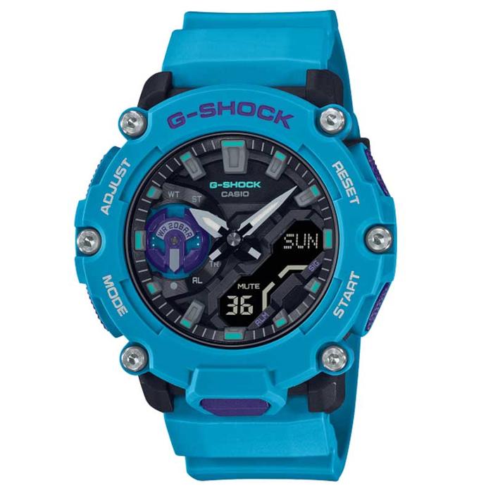 JAM TANGAN PRIA CASIO G-SHOCK ORIGINAL CARBON CORE GUARD ANALOG DIGITAL BIRU RESIN GA-2200-2A CASIO