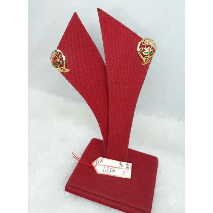 RR GW184L308L Anting giwang model dubai daun emas kuning asli