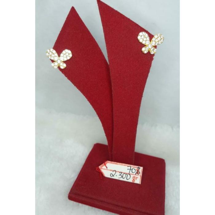 QQ GW179L253L anting giwang butterfly full permata kupu putih emas