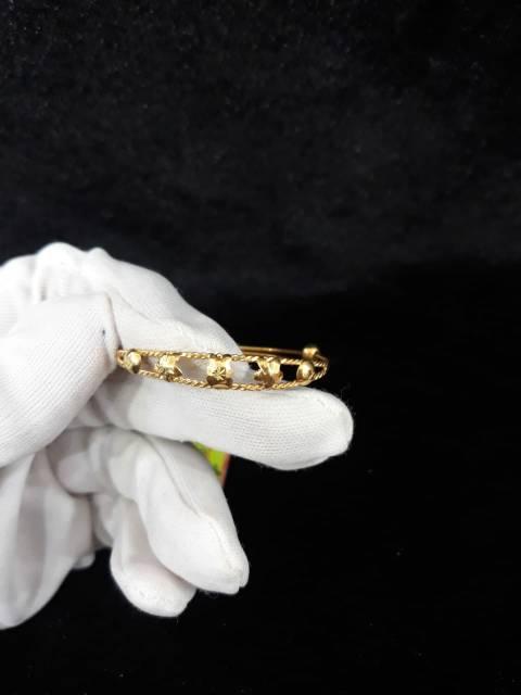 SS Gl474Dlm gelang ak emas kuning asli model ongsrot bunga timbul