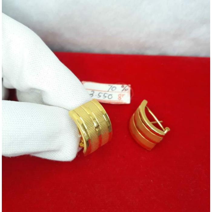 EE At898N154N anting giwang jepit model klip bangkok garis2 emas