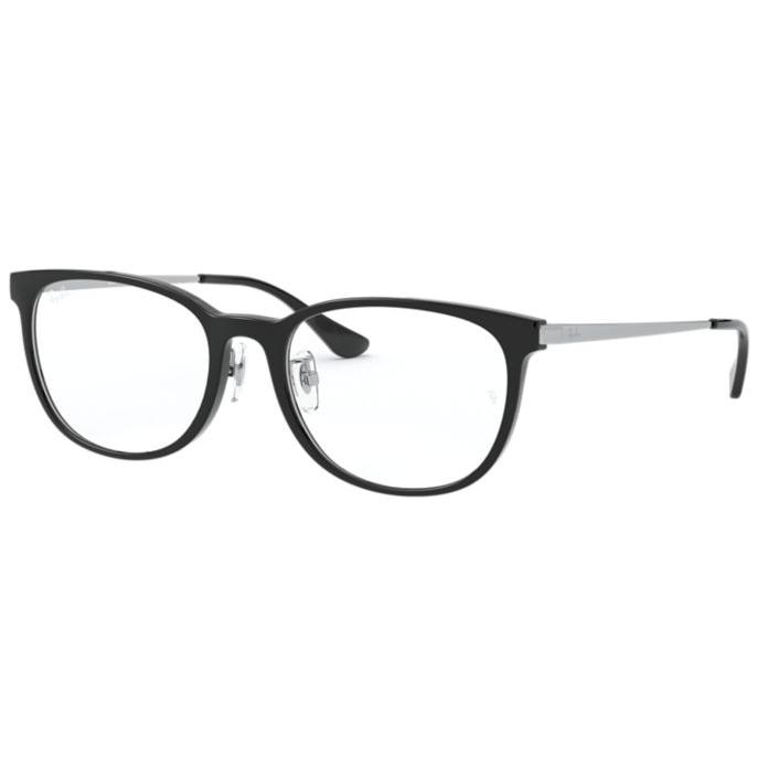 Ray-Ban Frame Kacamata Rayban Oval Acetate RX 7179D 2000 Black Silver
